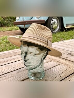 Mens Panama M Straw Hat Wide Brim Fedora Hat Head Accessory